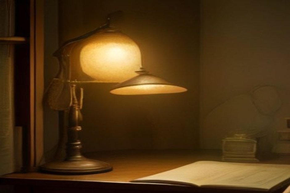 Vintage desk with historical fiction novel and old photograph